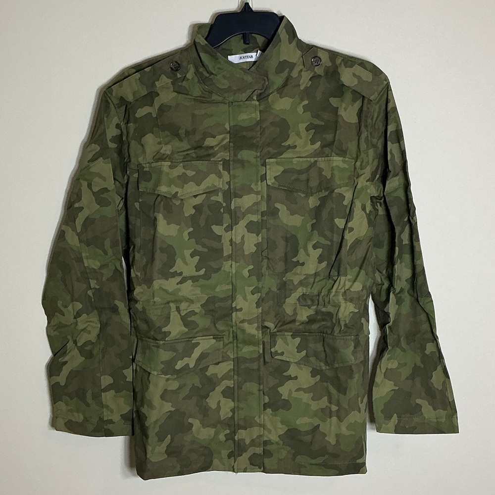 JustFab Green Camouflage Field Jacket